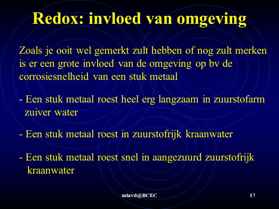 Redox: invloed van omgeving