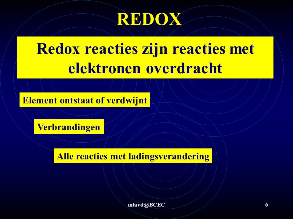 Redox reacties zijn reacties met elektronen overdracht