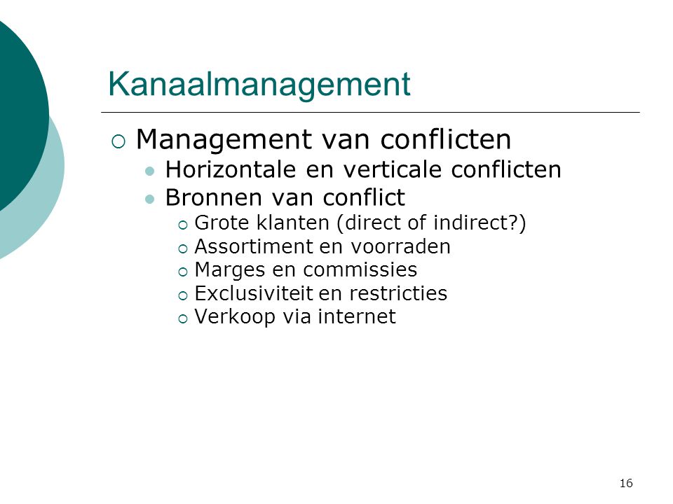 Kanaalmanagement Management van conflicten