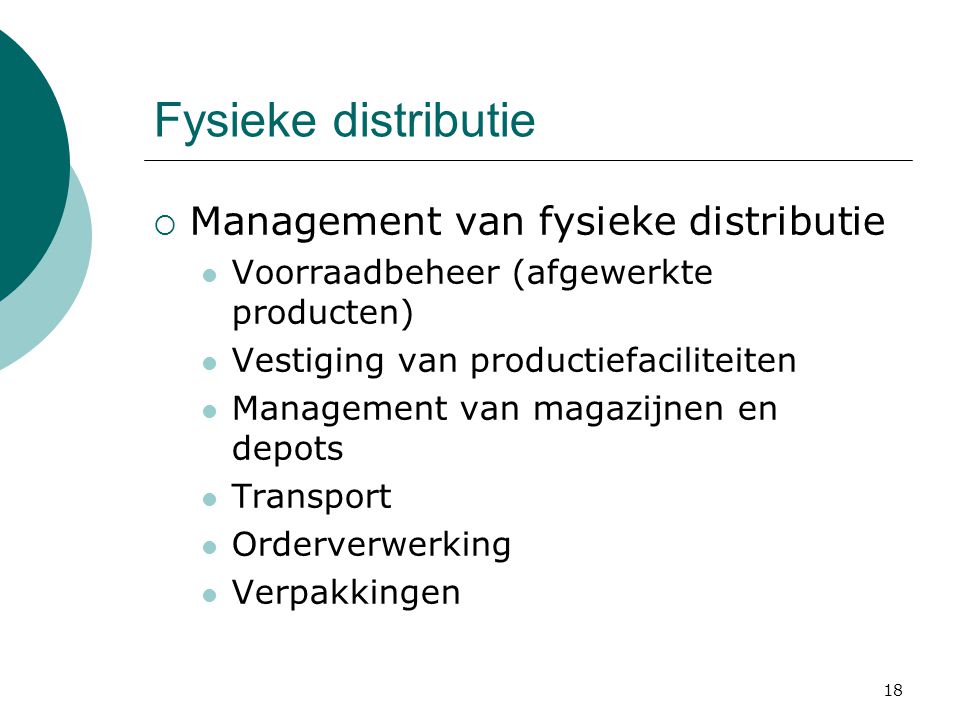Fysieke distributie Management van fysieke distributie