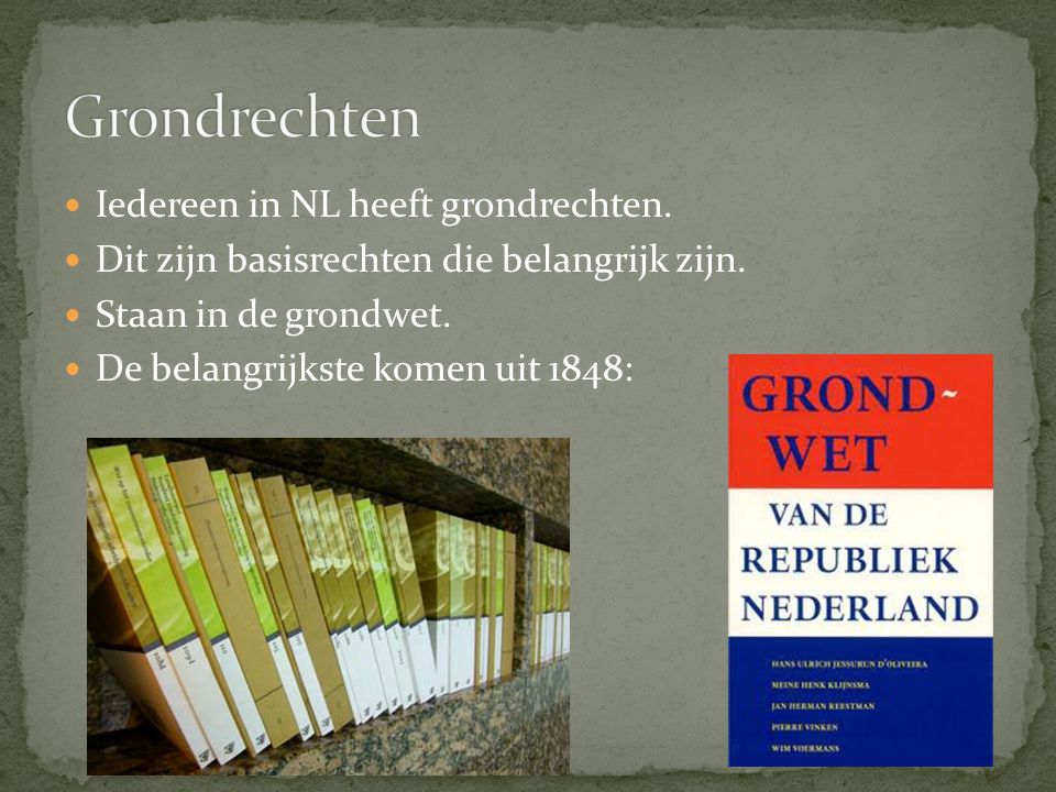Grondrechten Iedereen in NL heeft grondrechten.