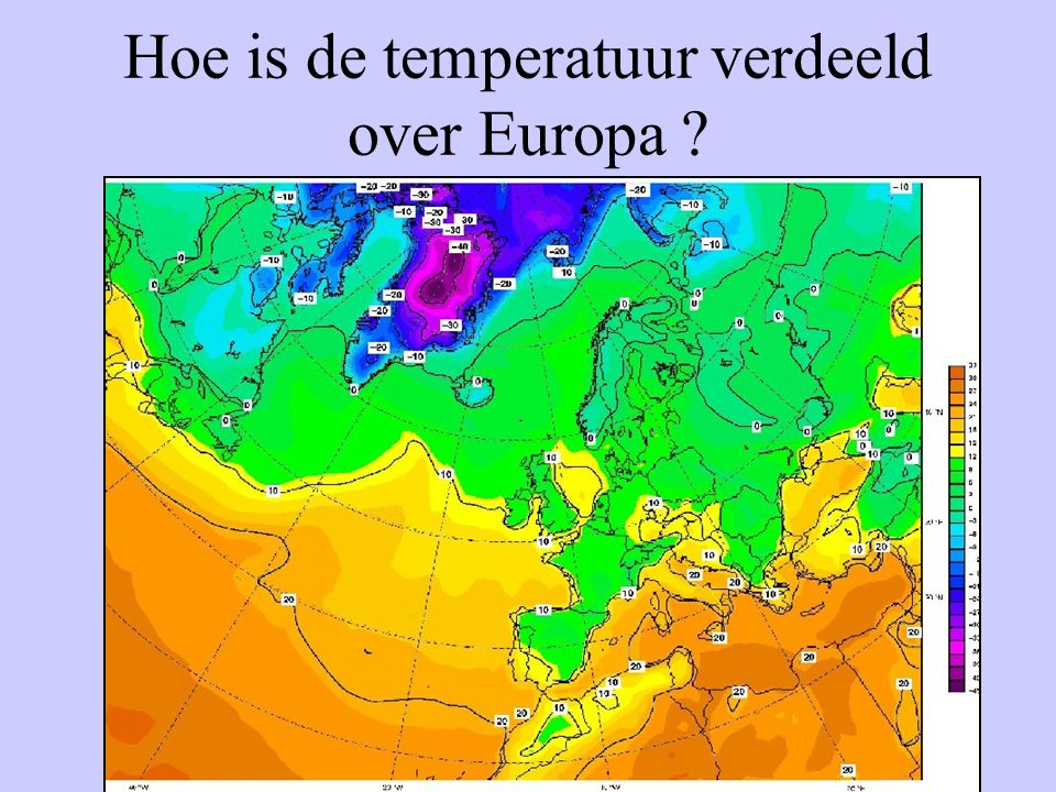 Hoe is de temperatuur verdeeld over Europa