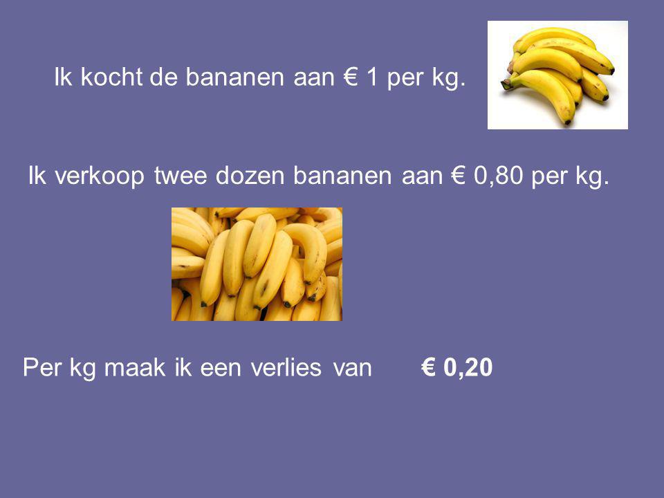 Ik kocht de bananen aan € 1 per kg.