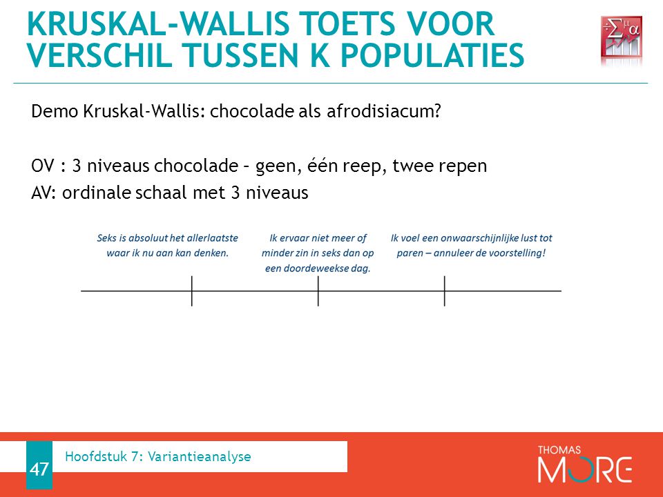 Kruskal-Wallis toets voor verschil tussen k populaties