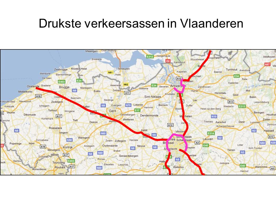 Drukste verkeersassen in Vlaanderen