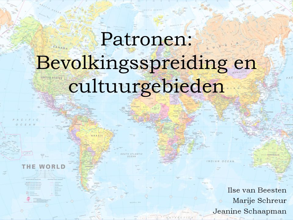 Patronen: Bevolkingsspreiding en cultuurgebieden