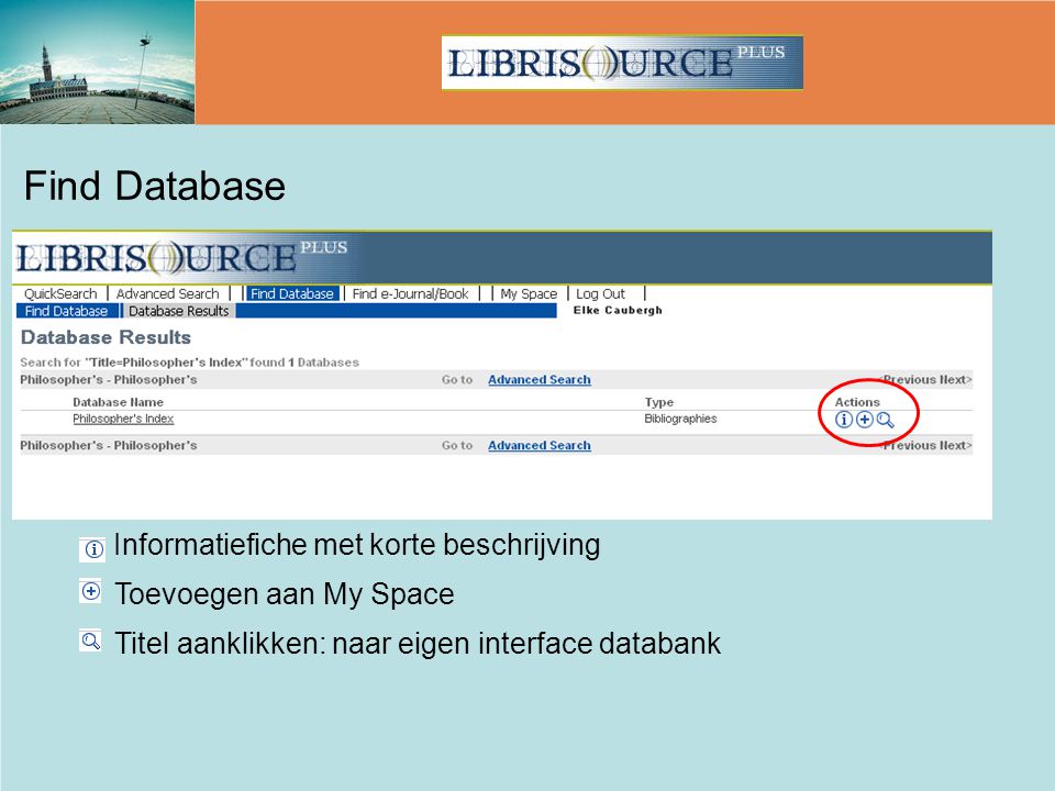 Find Database Toevoegen aan My Space
