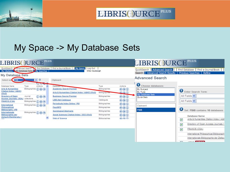 My Space -> My Database Sets
