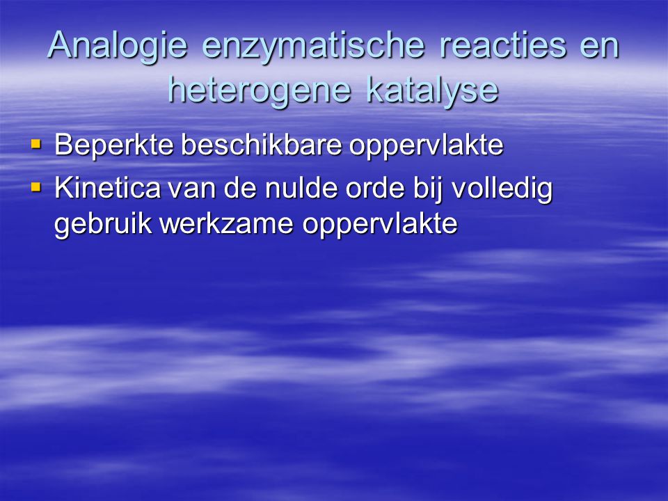 Analogie enzymatische reacties en heterogene katalyse