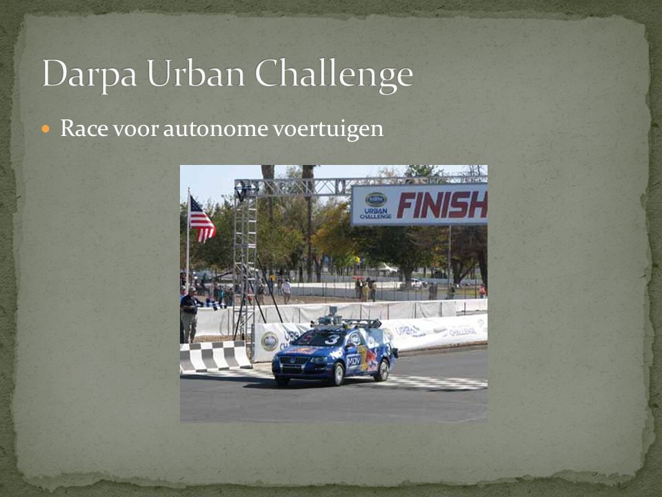 Darpa Urban Challenge Race voor autonome voertuigen