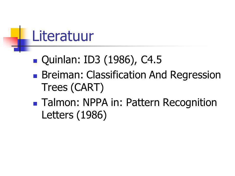 Literatuur Quinlan: ID3 (1986), C4.5