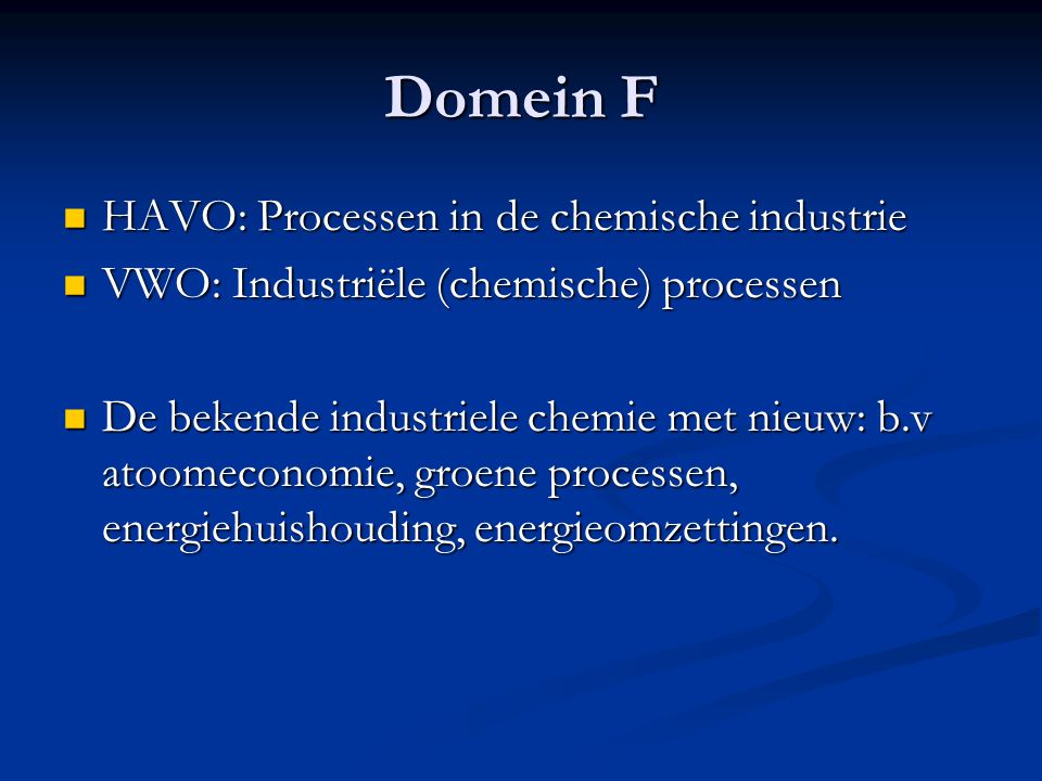 Domein F HAVO: Processen in de chemische industrie
