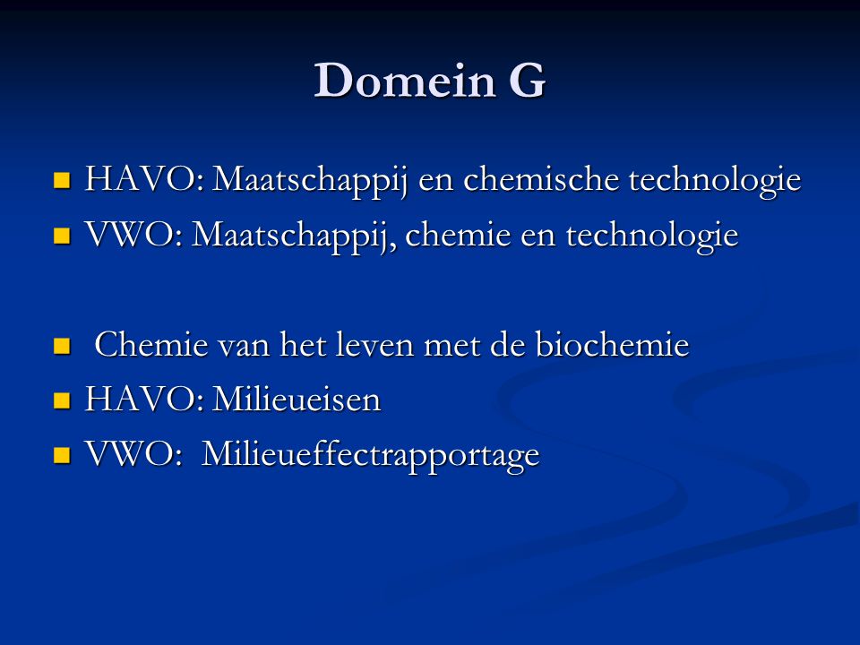 Domein G HAVO: Maatschappij en chemische technologie