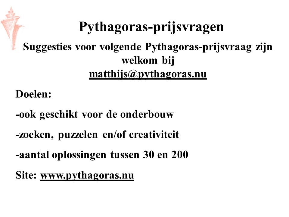Pythagoras-prijsvragen