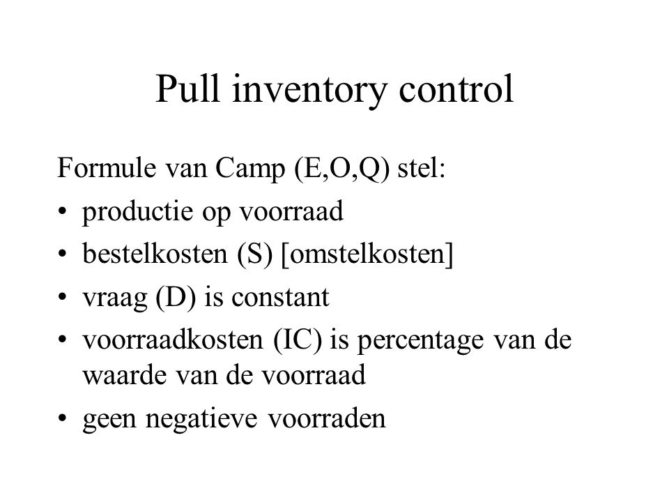 Pull inventory control