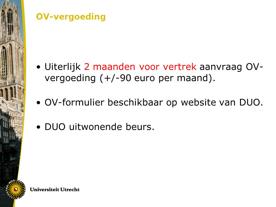OV-formulier beschikbaar op website van DUO. DUO uitwonende beurs.
