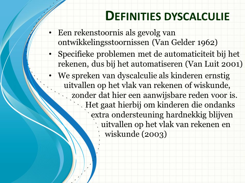 Definities dyscalculie