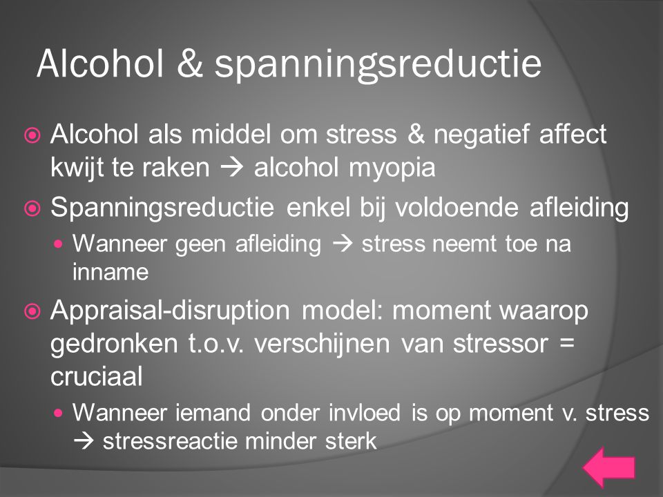 Alcohol & spanningsreductie