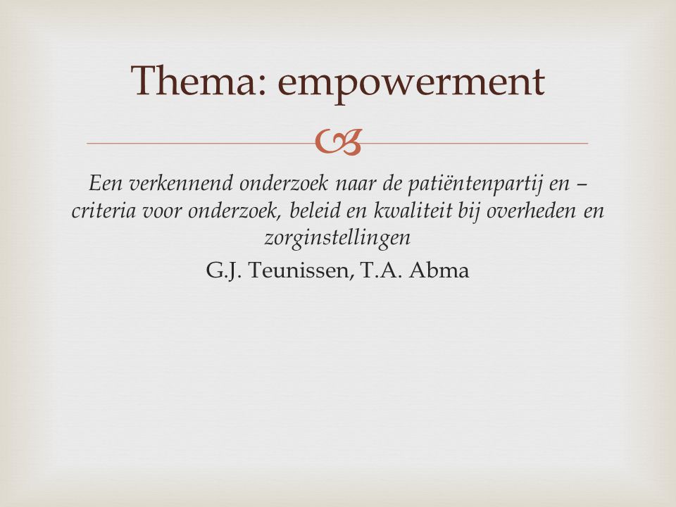 Thema: empowerment