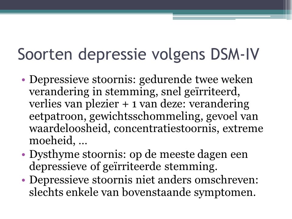 Soorten depressie volgens DSM-IV