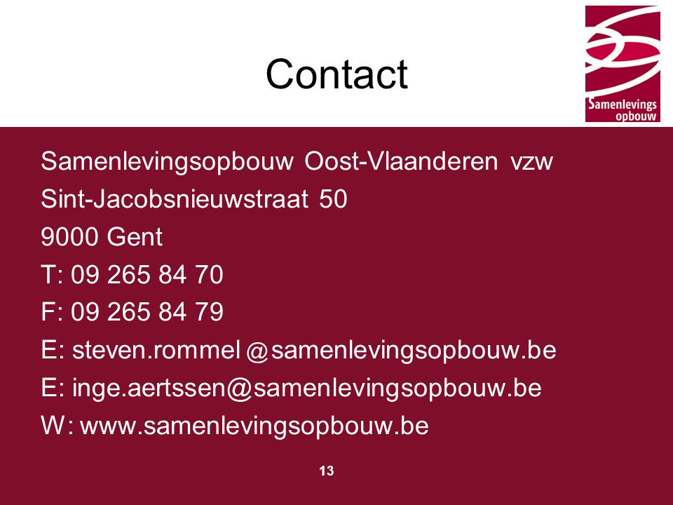 Contact Samenlevingsopbouw Oost-Vlaanderen vzw