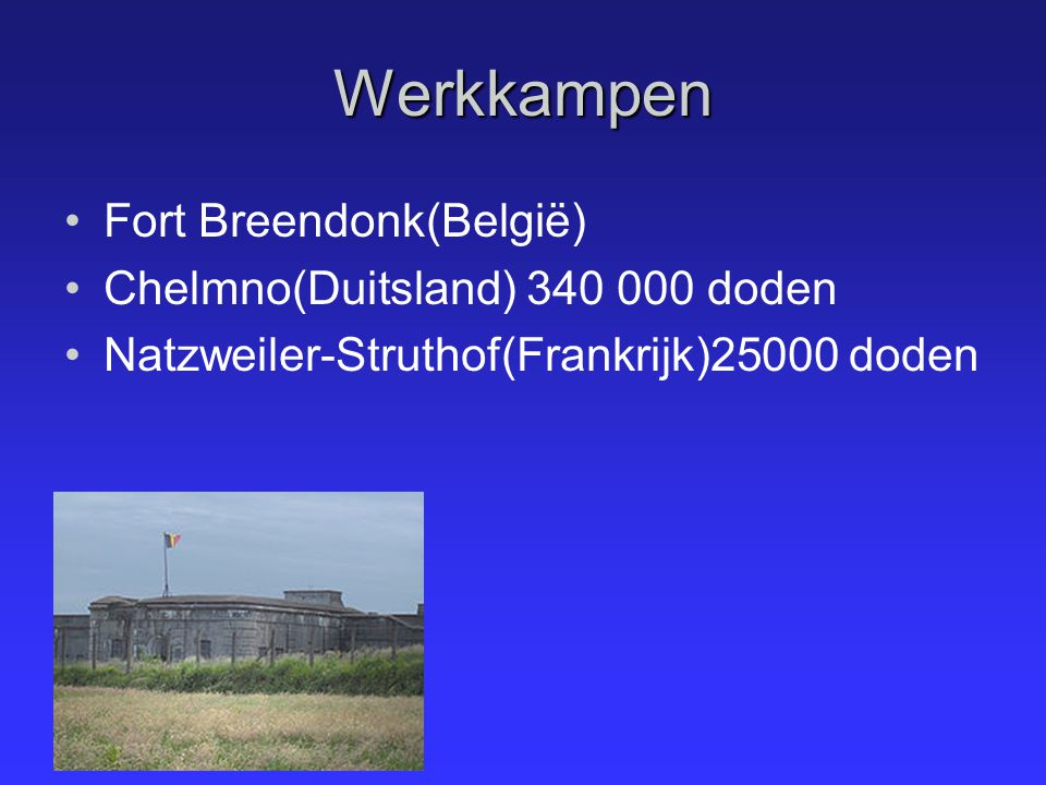 Werkkampen Fort Breendonk(België) Chelmno(Duitsland) doden