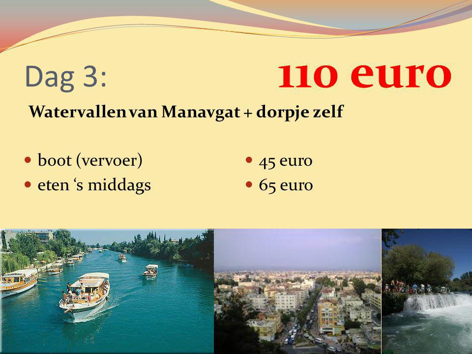 110 euro Dag 3: Watervallen van Manavgat + dorpje zelf boot (vervoer)