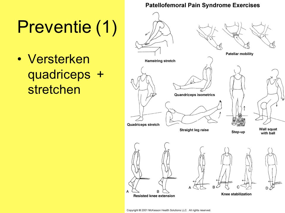 Preventie (1) Versterken quadriceps + stretchen