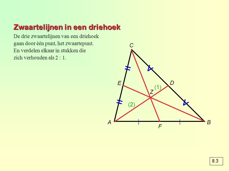 Zwaartelijnen in een driehoek