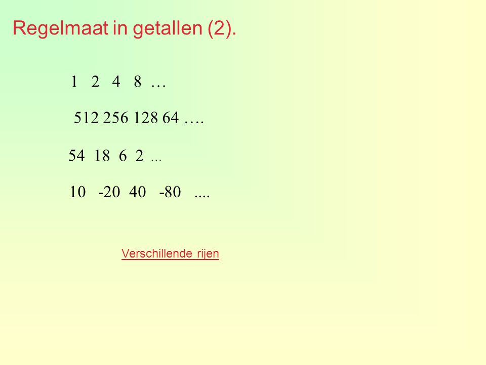 Regelmaat in getallen (2).
