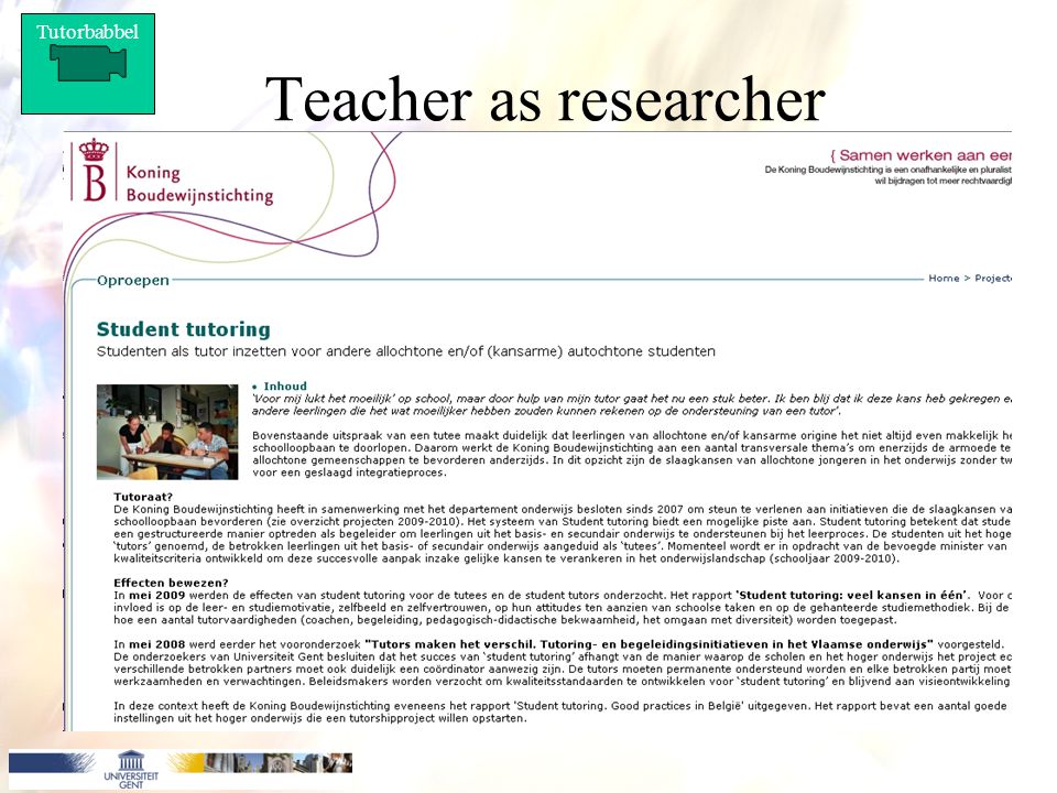 Tutorbabbel Teacher as researcher