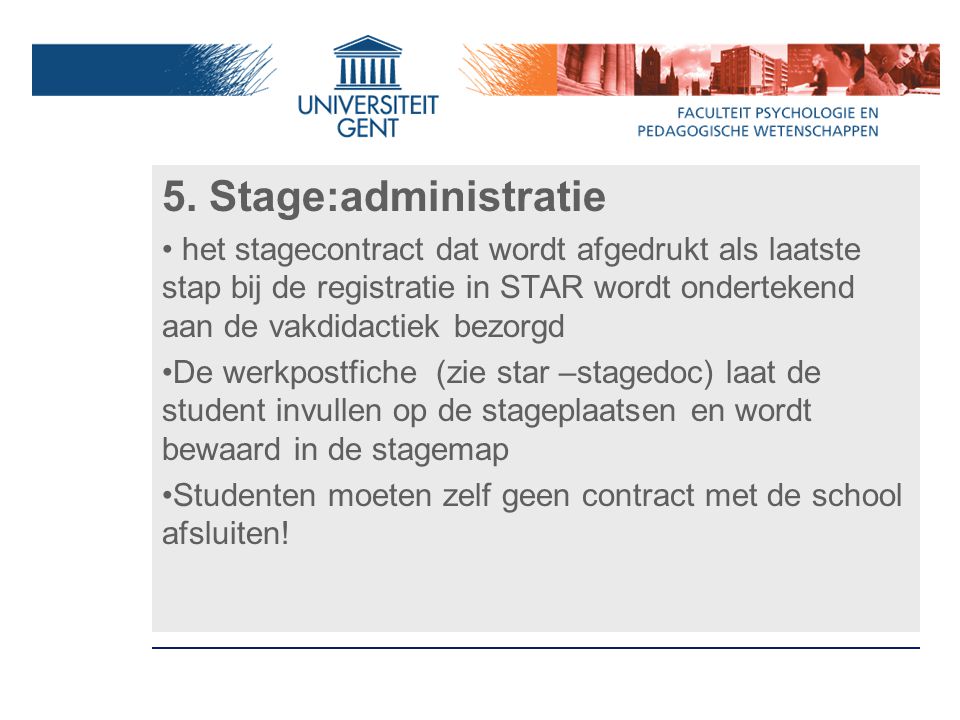 5. Stage:administratie