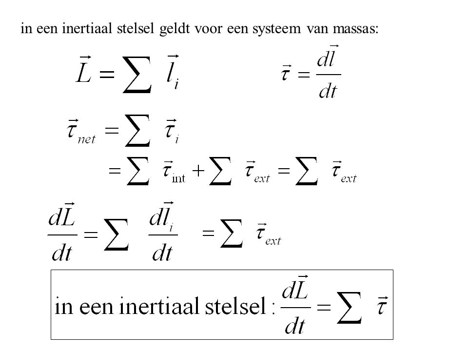 in een inertiaal stelsel geldt voor een systeem van massas: