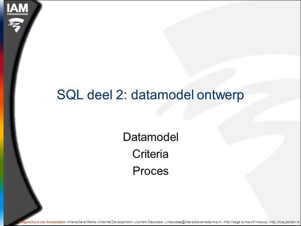 SQL deel 2: datamodel ontwerp