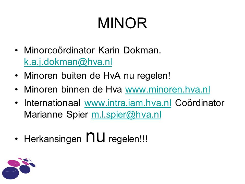MINOR Minorcoördinator Karin Dokman.