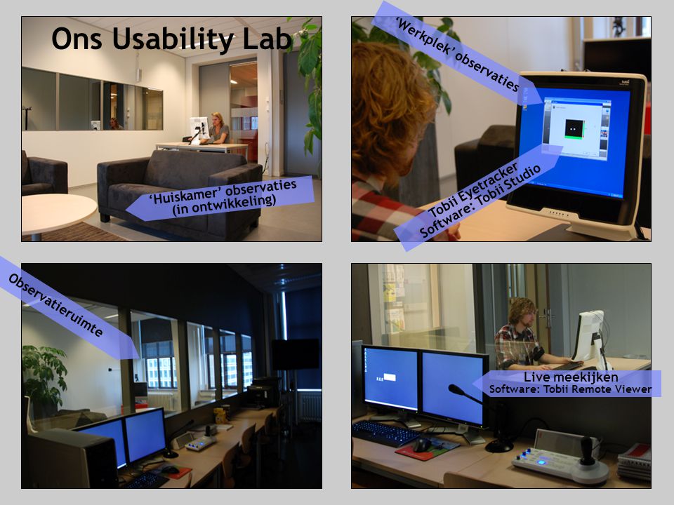 Ons Usability Lab ‘Werkplek’ observaties Software: Tobii Studio