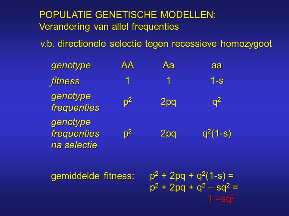 fitness POPULATIE GENETISCHE MODELLEN:
