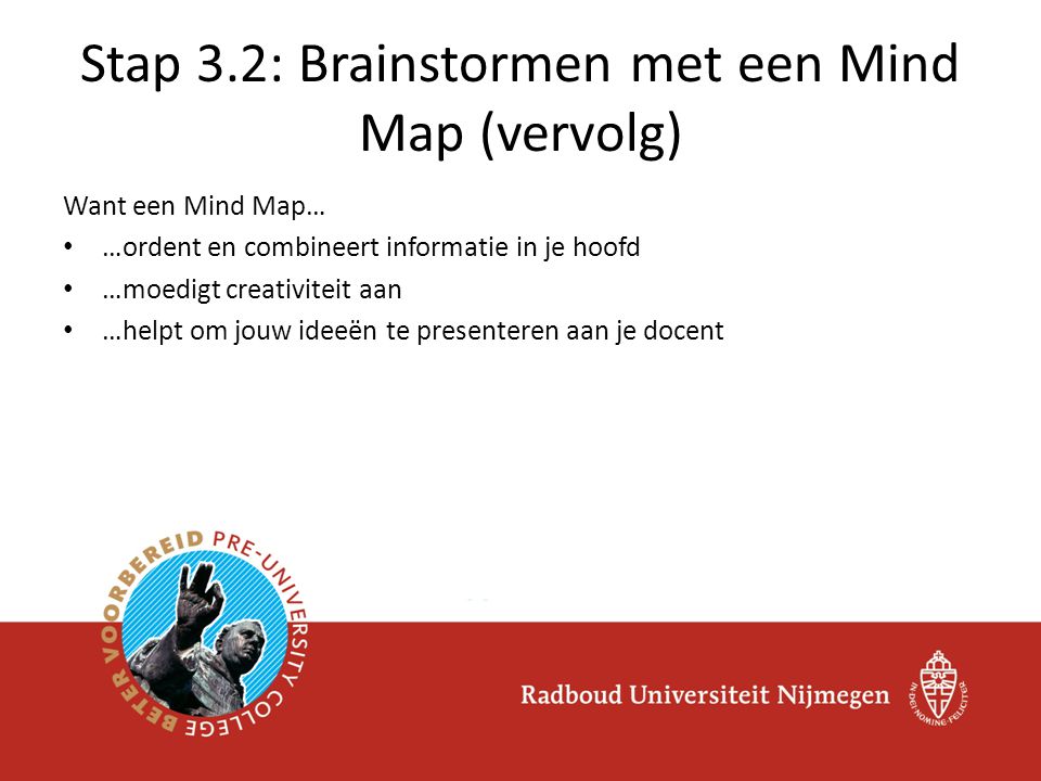 Stap 3.2: Brainstormen met een Mind Map (vervolg)