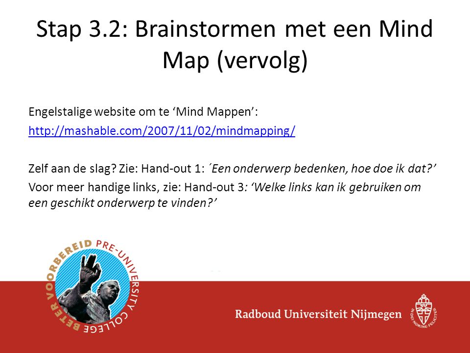 Stap 3.2: Brainstormen met een Mind Map (vervolg)
