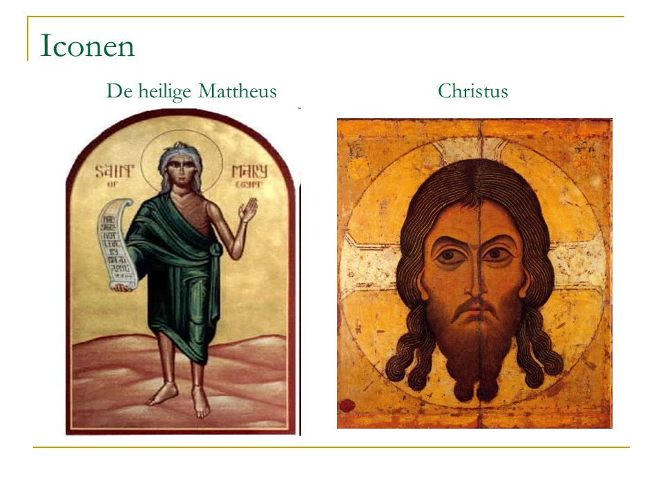 Iconen De heilige Mattheus Christus