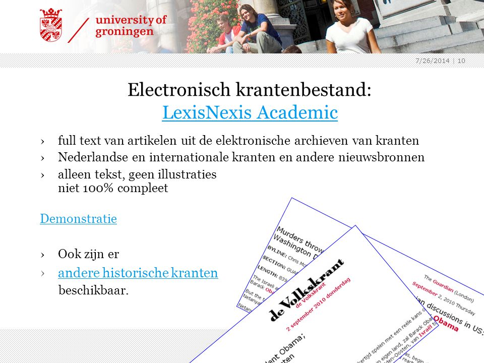 Electronisch krantenbestand: LexisNexis Academic