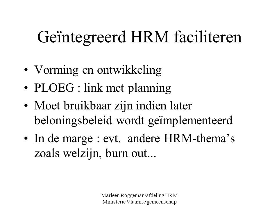 Geïntegreerd HRM faciliteren