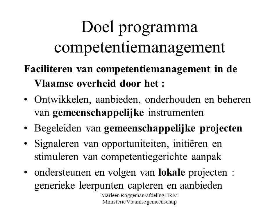 Doel programma competentiemanagement
