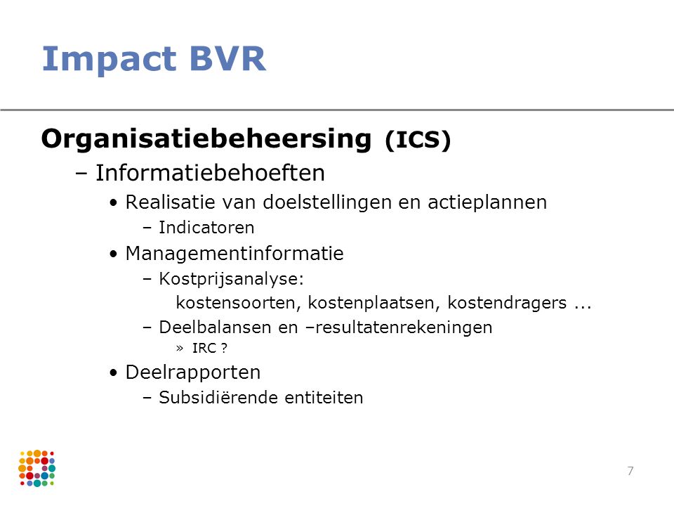 Impact BVR Organisatiebeheersing (ICS) Informatiebehoeften