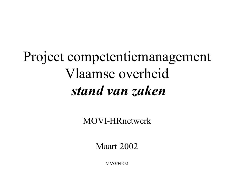 Project competentiemanagement Vlaamse overheid stand van zaken