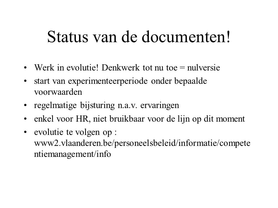 Status van de documenten!