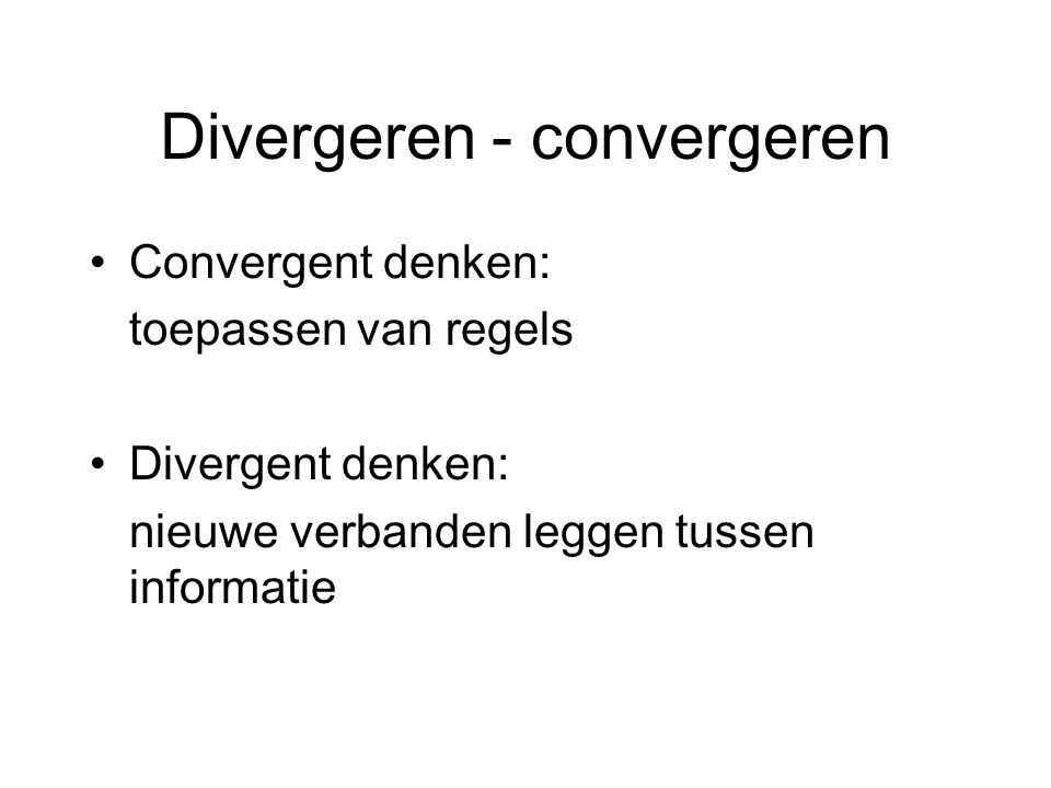 Divergeren - convergeren
