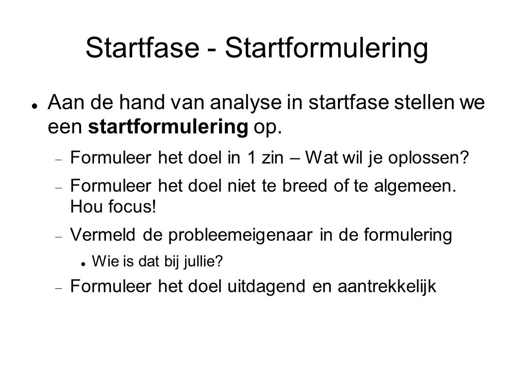Startfase - Startformulering
