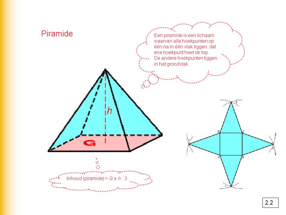 Inhoud (piramide) = G x h : 3