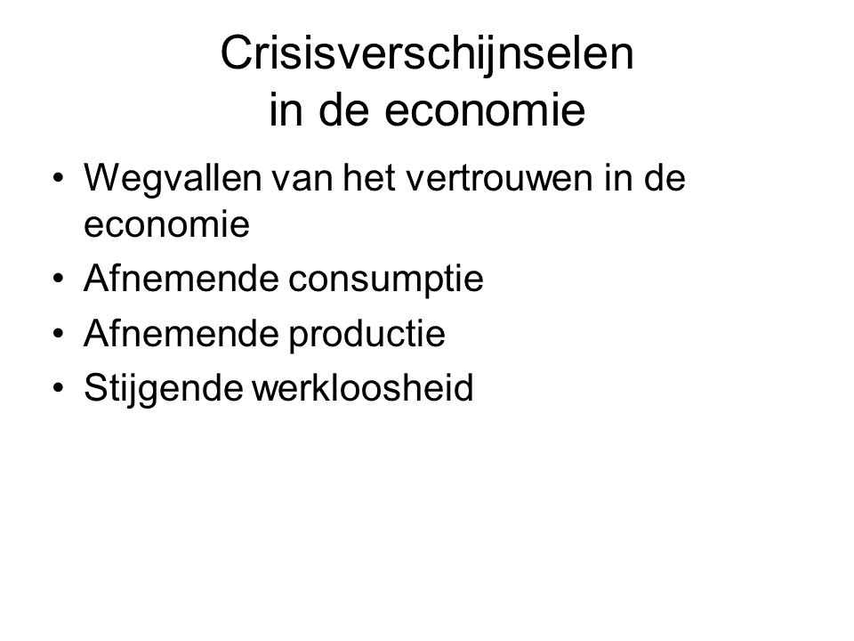 Crisisverschijnselen in de economie